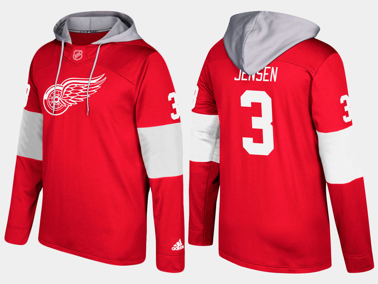 NHL Men Detroit red wings 3 nick jensen red hoodie